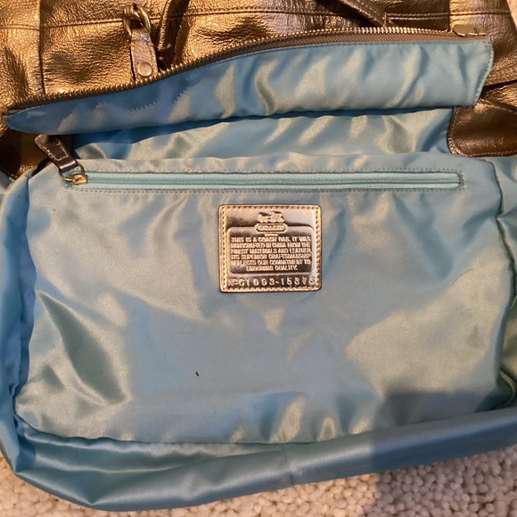 COACH Madison Tribeca Metallic Gold Leather Patent Chain Tote Purse RARE 15373 - Picture 11 of 13